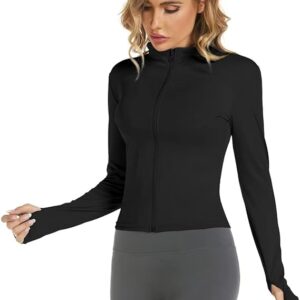 Women's workout/yoga/hiking cropped zip jacket